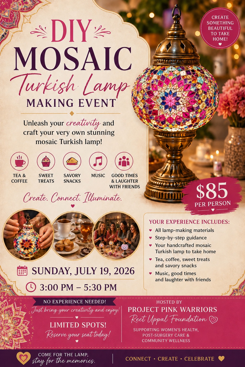 DIY Mosaic Turkish Lamp Making Event Flyer